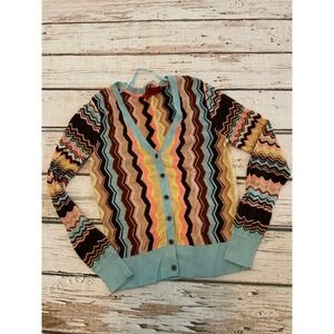 Missoni for Target Zigzag Knit Cardigan Sweater Multicolor V-Neck XS Chevron 90s